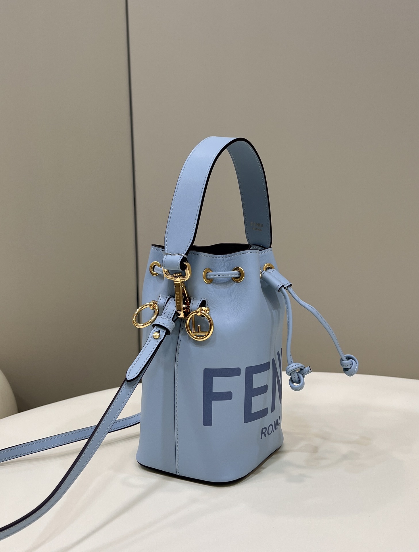 Fendi Mini Mon Tresor Leather Shoulder Bag Blue